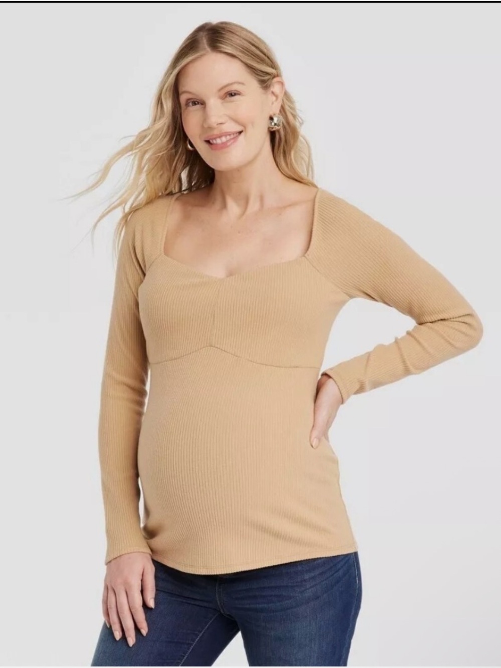 Isabel Maternity Ribbed Top Size: L